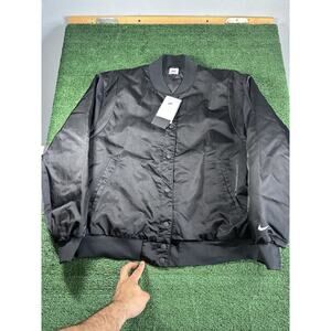 Nike Women SZ: S Black Varsity Woven Bomber Jacket New